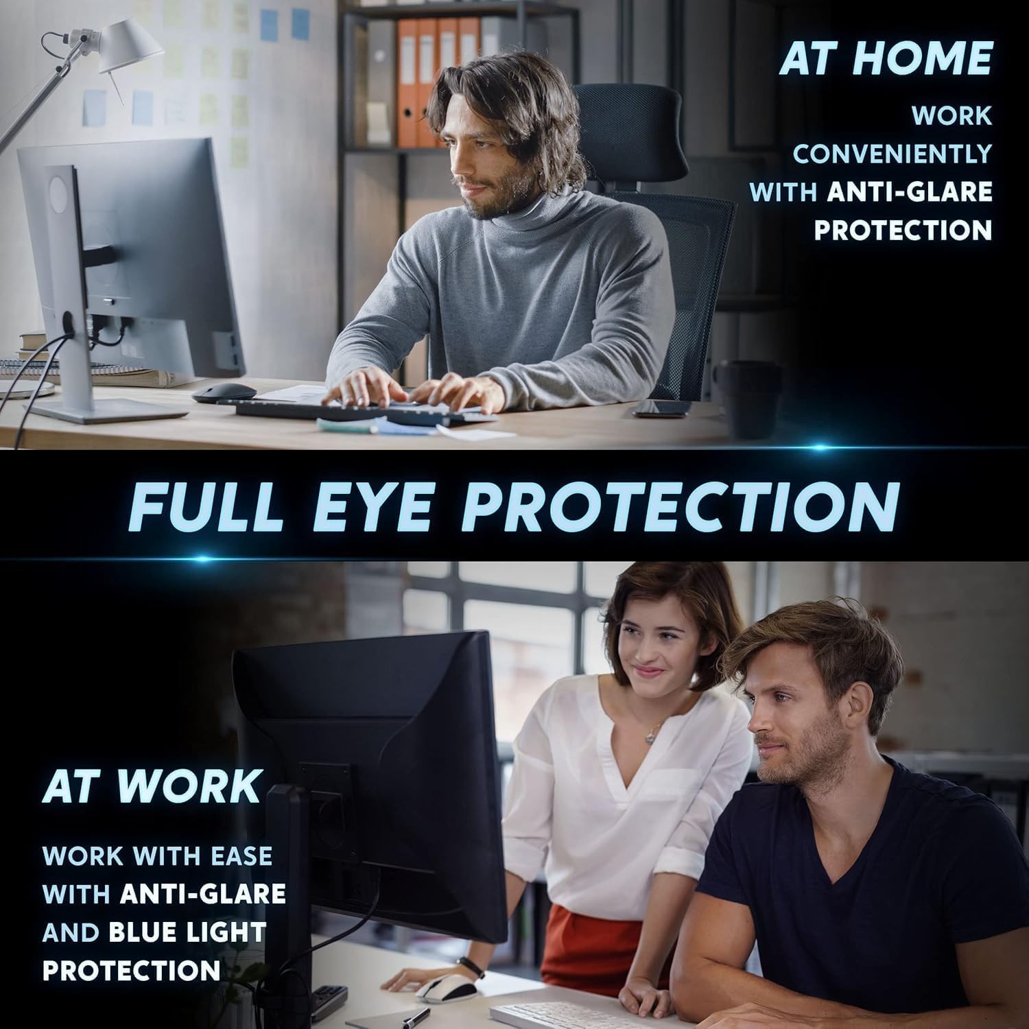 24 inch Removable Anti-Glare Blue Light Screen Protector for 16:9 Computer Monit