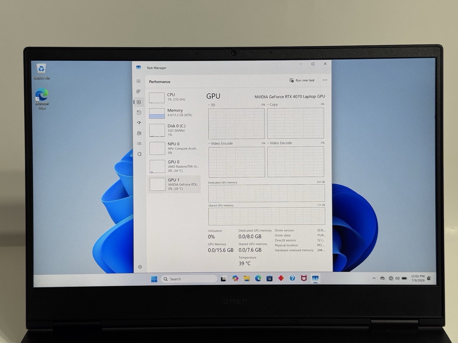 HP Omen 16 Laptop 16″ 144Hz FHD Ryzen 9 7940HS 16GB RAM 512GB SSD RTX 4070