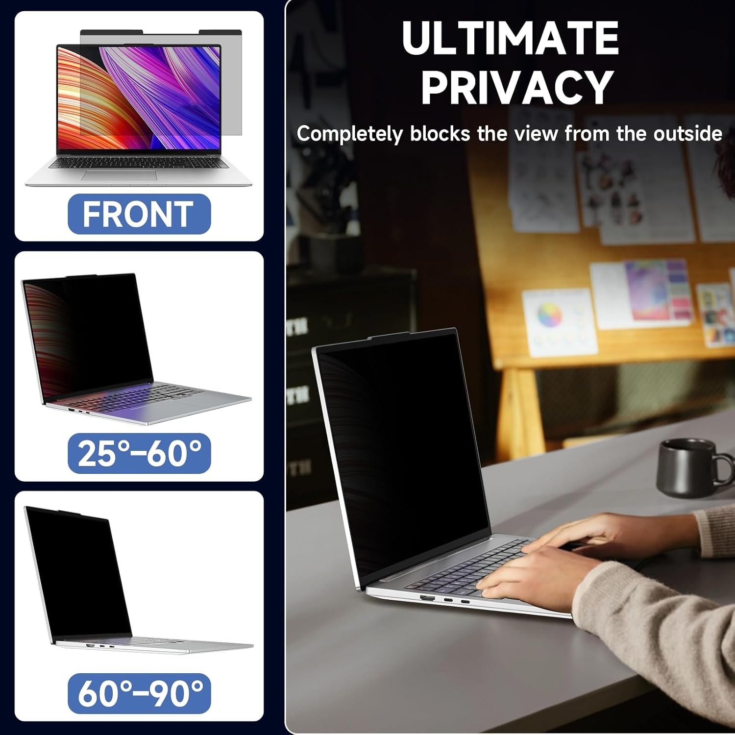 16 Inch Privacy Screen for Laptop, Anti-Glare Blue Light Shield 16:10 Monitor