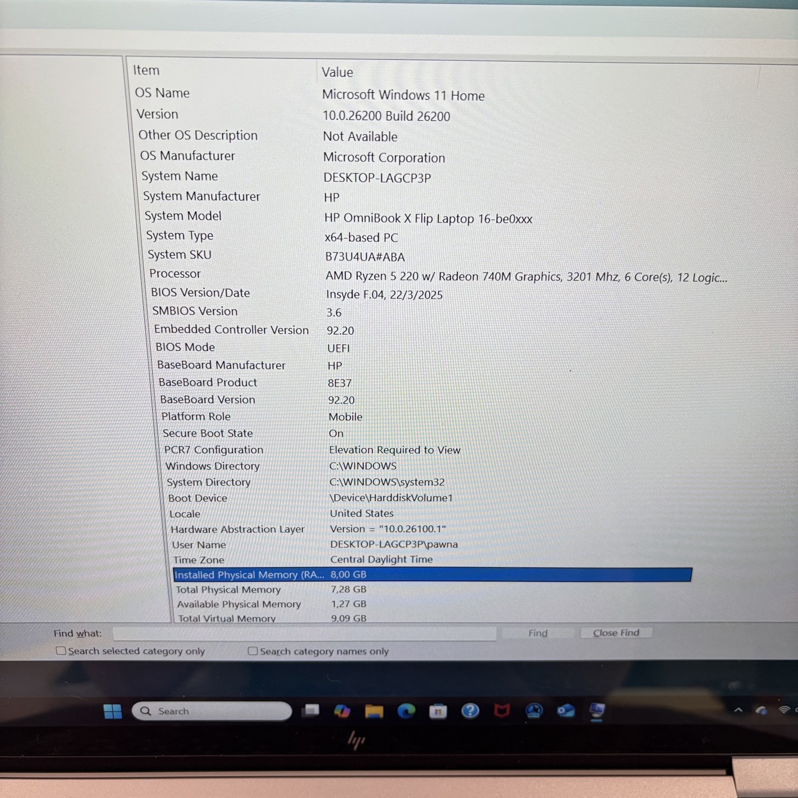 HP OmniBook X Flip 16-be0003dx Win 11 Ryzen 3.2GHz 8GB RAM 512GB SSD 16″