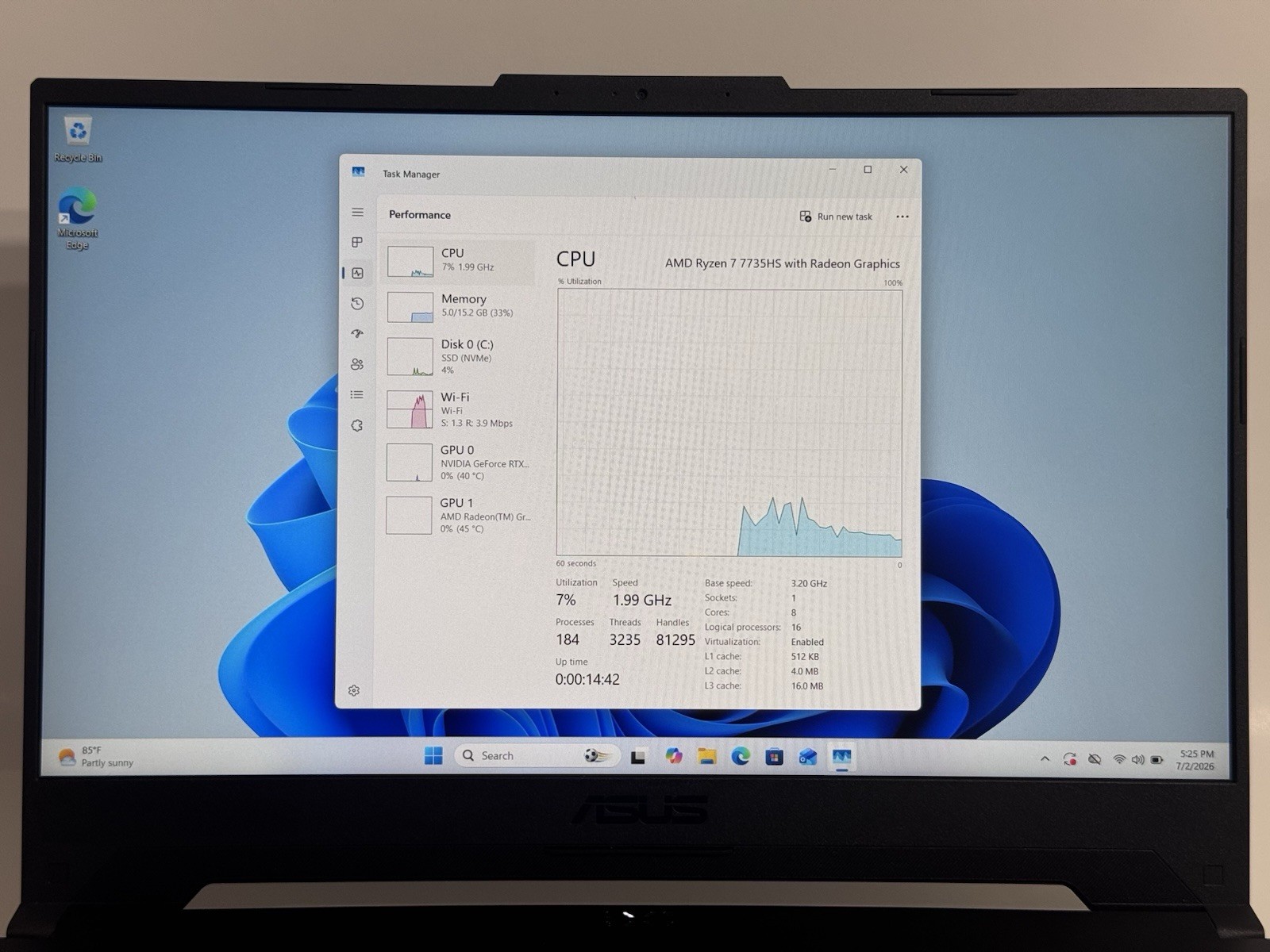Asus TUF A15 FA507 15.6″ Ryzen 7 7735HS 16GB RAM 1TB SSD GeForce RTX 4060