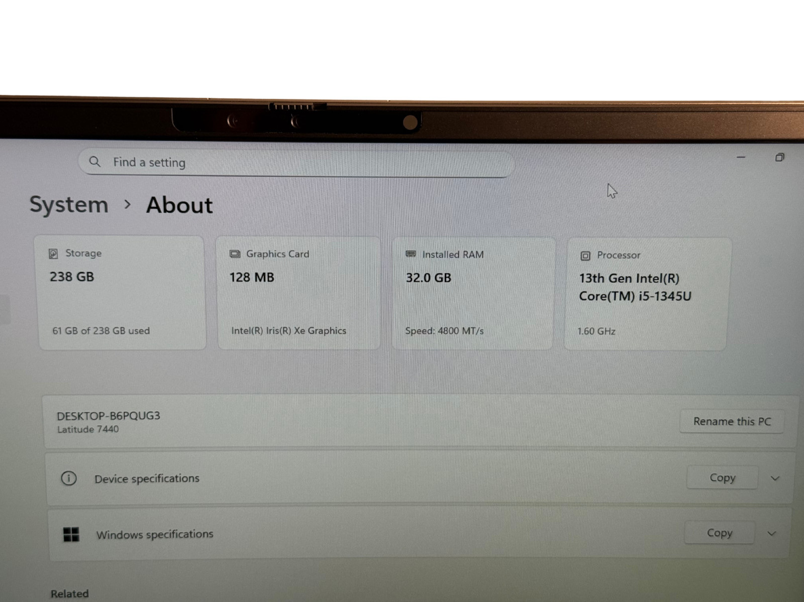 Dell Latitude 7440 14.0″ FHD+ Touch i5-1365U 32GB 256GB NVMe W11P +Dell Warranty