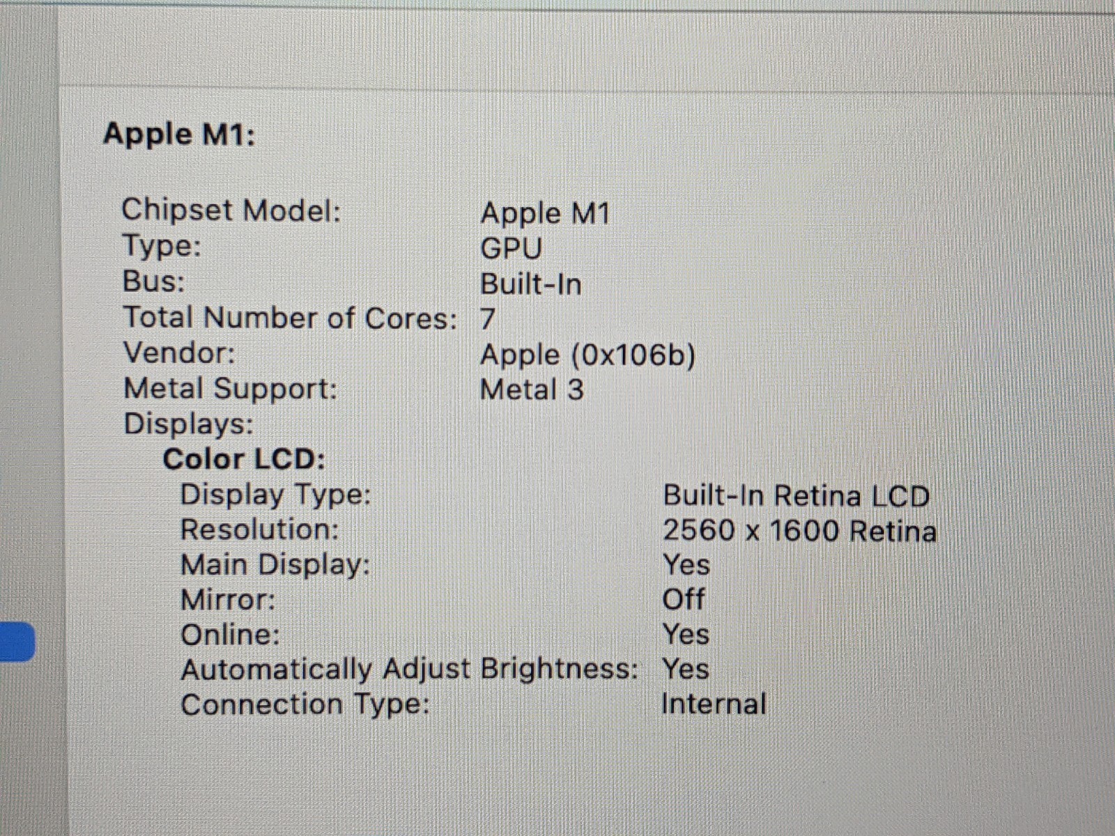 Apple MacBook Air A2337 (2020) M1 8CPU/7GPU 8GB 128GB 13.3″ OS Sonoma MGN63LL/A