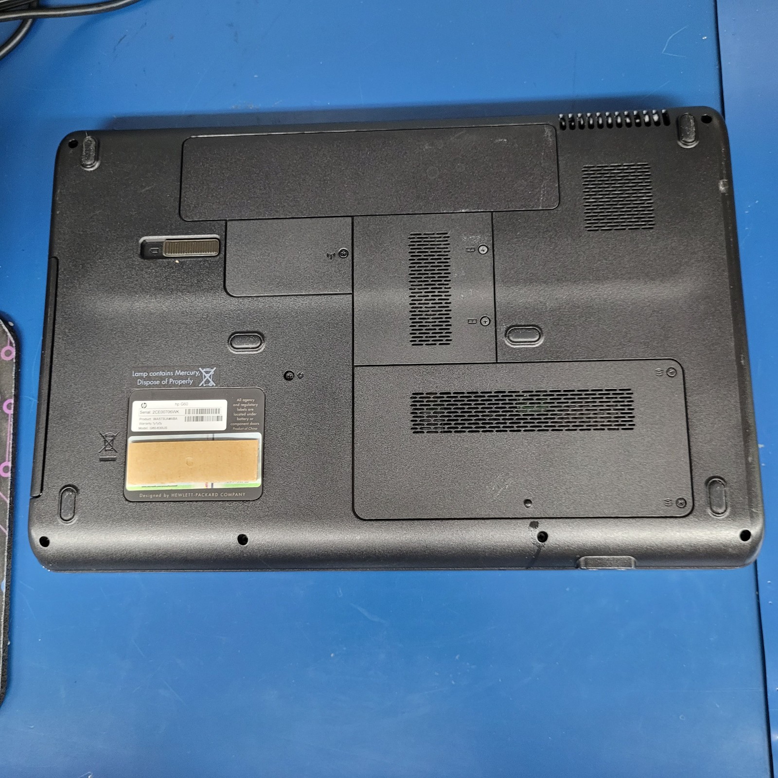 HP Pavilion G60-630GS /Pentium T4400 / 2 GB RAM / NO HDD