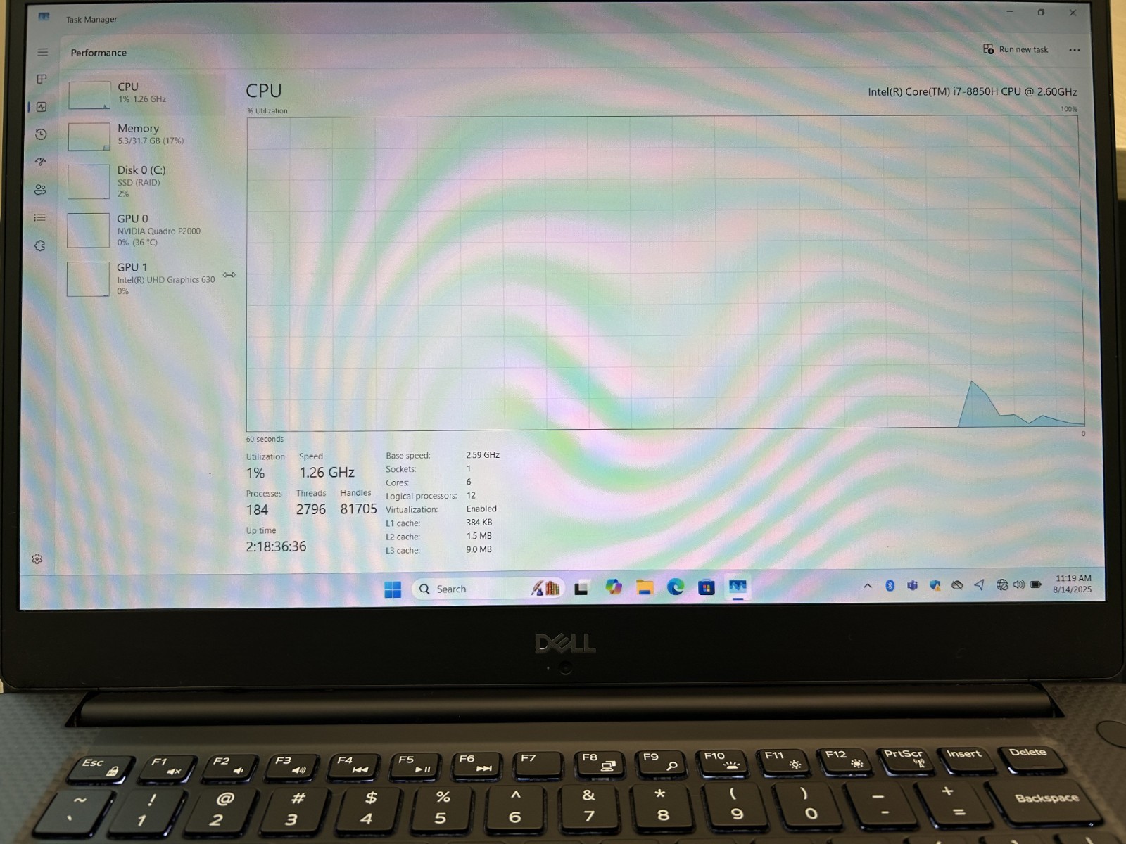 Dell Precision 5530 15.6″ i7-8850H 512GB M.2 32GB RAM Quadro T2000 GPU Win 11