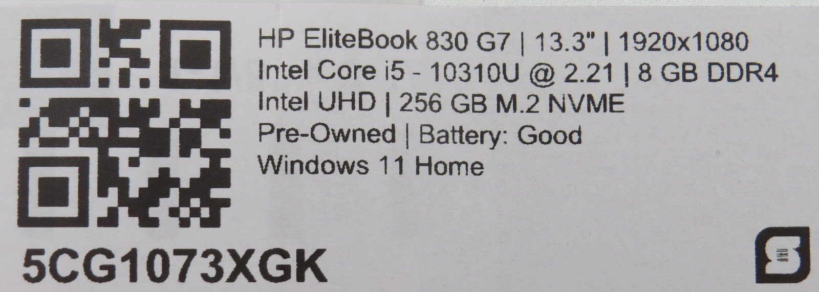 HP Elitebook 830 G7 | i5-10310U @ 1.7GHz | 8GB DDR4 | 256GB m2 | 13″ | Win 11
