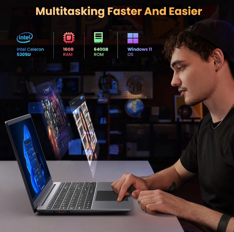 Jumper 15.6” Windows 11 Laptop 12GB Ram 640GB, Come With 1-yr Free Office 365