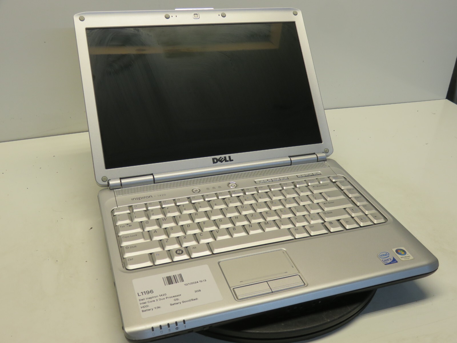 Dell Inspiron 1420 Intel Core 2 Duo Processor 1.83GHz 3GB NO HDD No Batt
