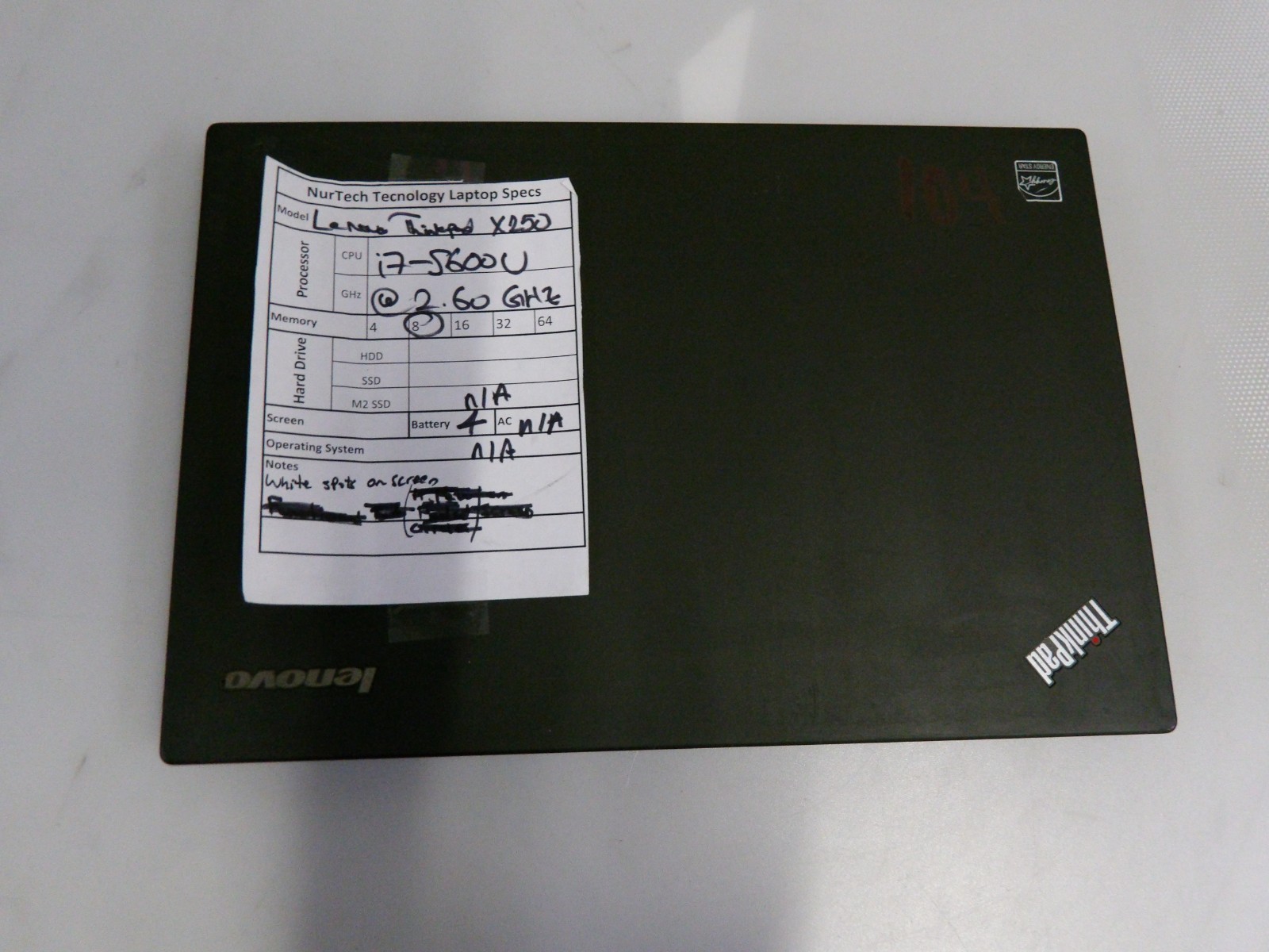 Lenovo ThinkPad X250 i7-5600, 8gb Ram, Laptop NO HDD/OS/ AC READ