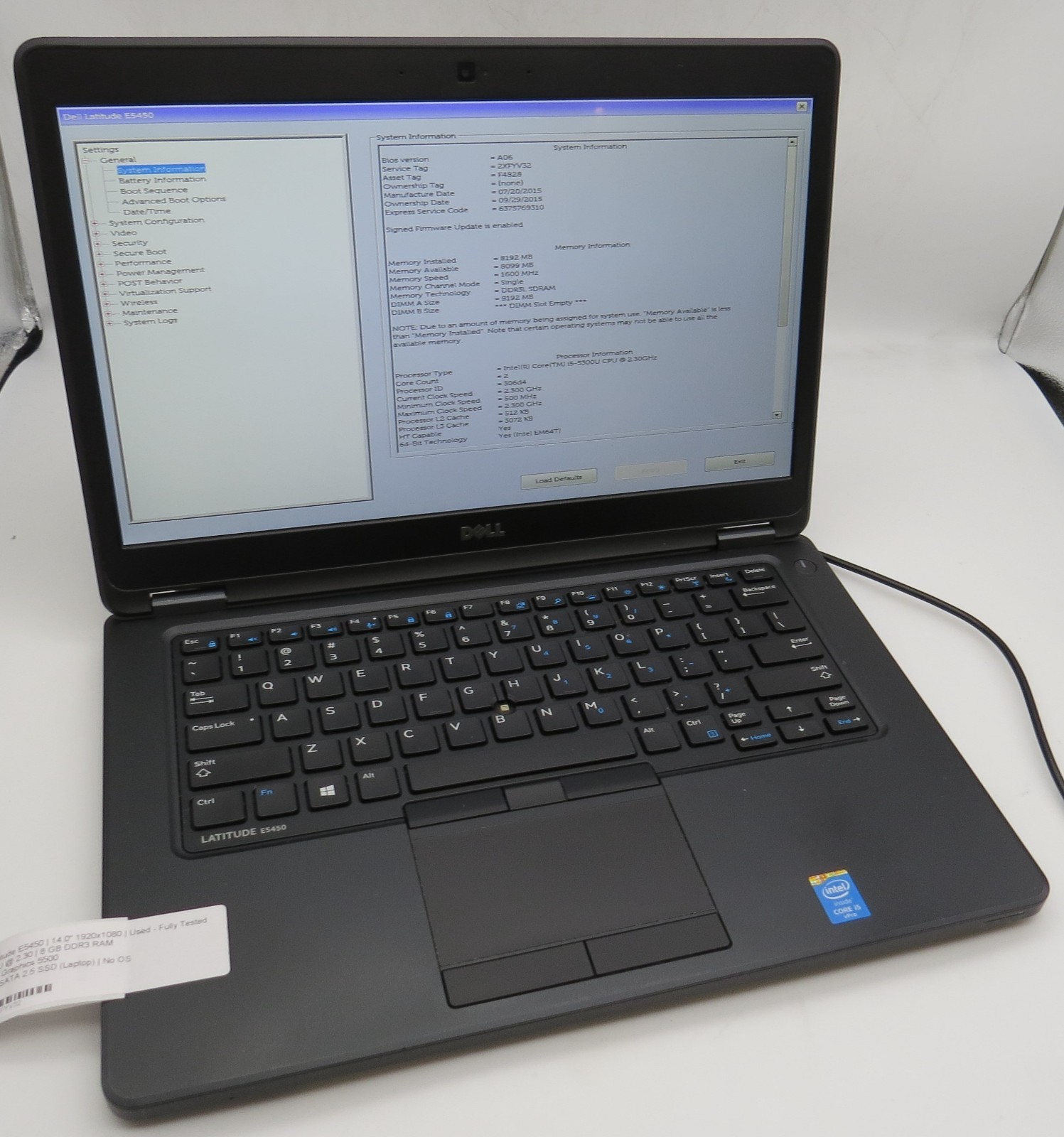 Dell Latitude E5450-14″-i5-5300U@2.3GHz-8GB DDR3 RAM-240GB 2.5 SSD-NO OS *READ*