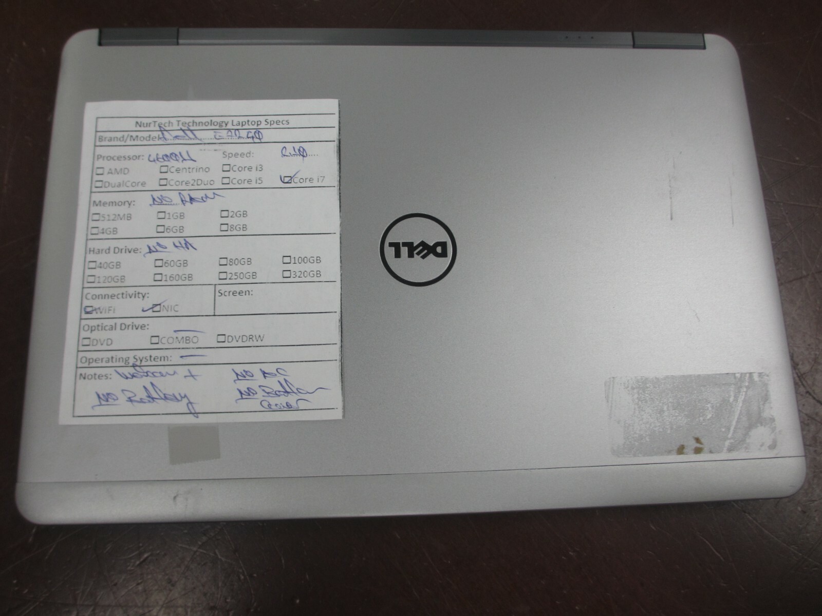 Dell Latitude E7240 I7-4600U 2.10GHz Laptop [NO RAM/HDD/OS/BATTERY/AC/BCOVER]