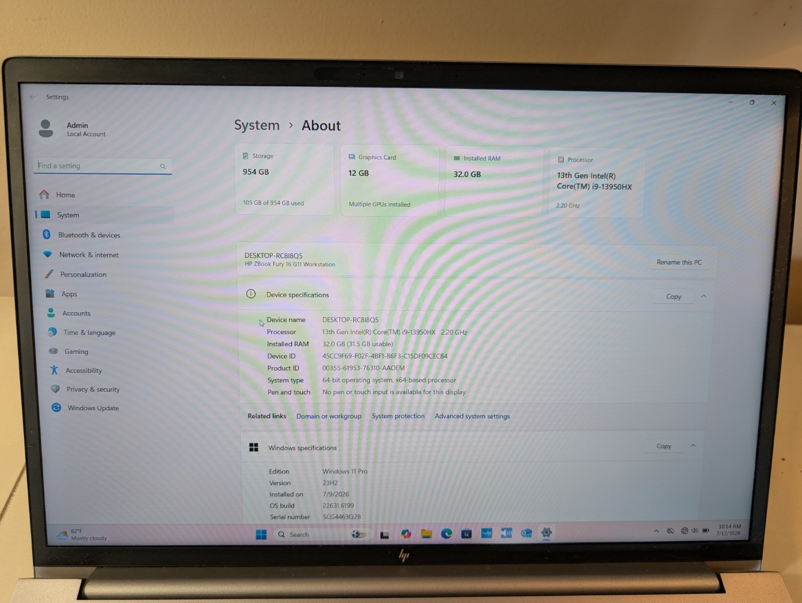 HP Zbook Fury 16 G11 32GB 1TB Intel i9 13th Gen Nvidia RTX 3500 Ada