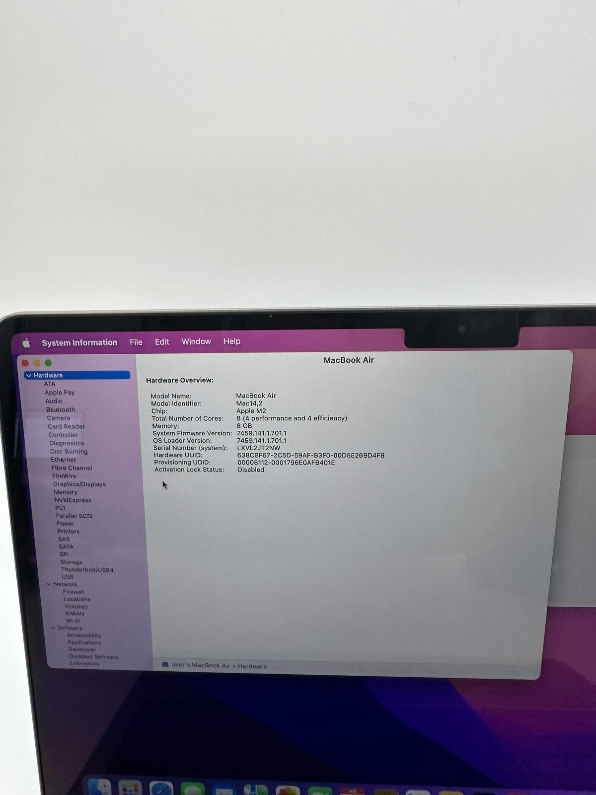 Apple MacBook Air 13-inch M2 A2681 2023 Laptop 8GB RAM 500GB Space Gray Used – B