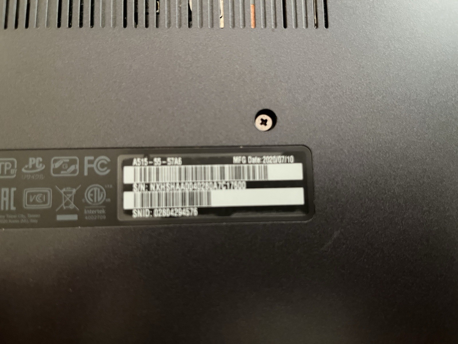 Acer Aspire A515-55-574S 15.6″ i5 10th Gen ( for parts )￼