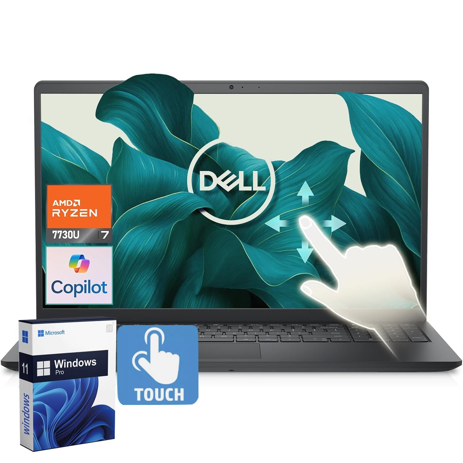 15.6″ Touch FHD Dell Inspiron Laptop Ryzen 7 7730U 32GB RAM 1TB SSD Win 11 Pro