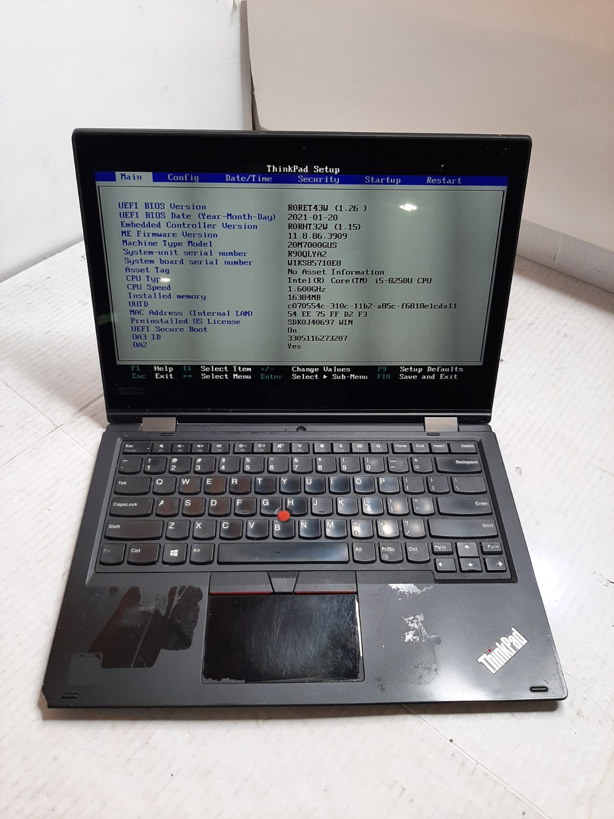 Lenovo ThinkPad L380 Yoga i5-8250U 1.60GHz 16GB RAM No SSD/OS #97