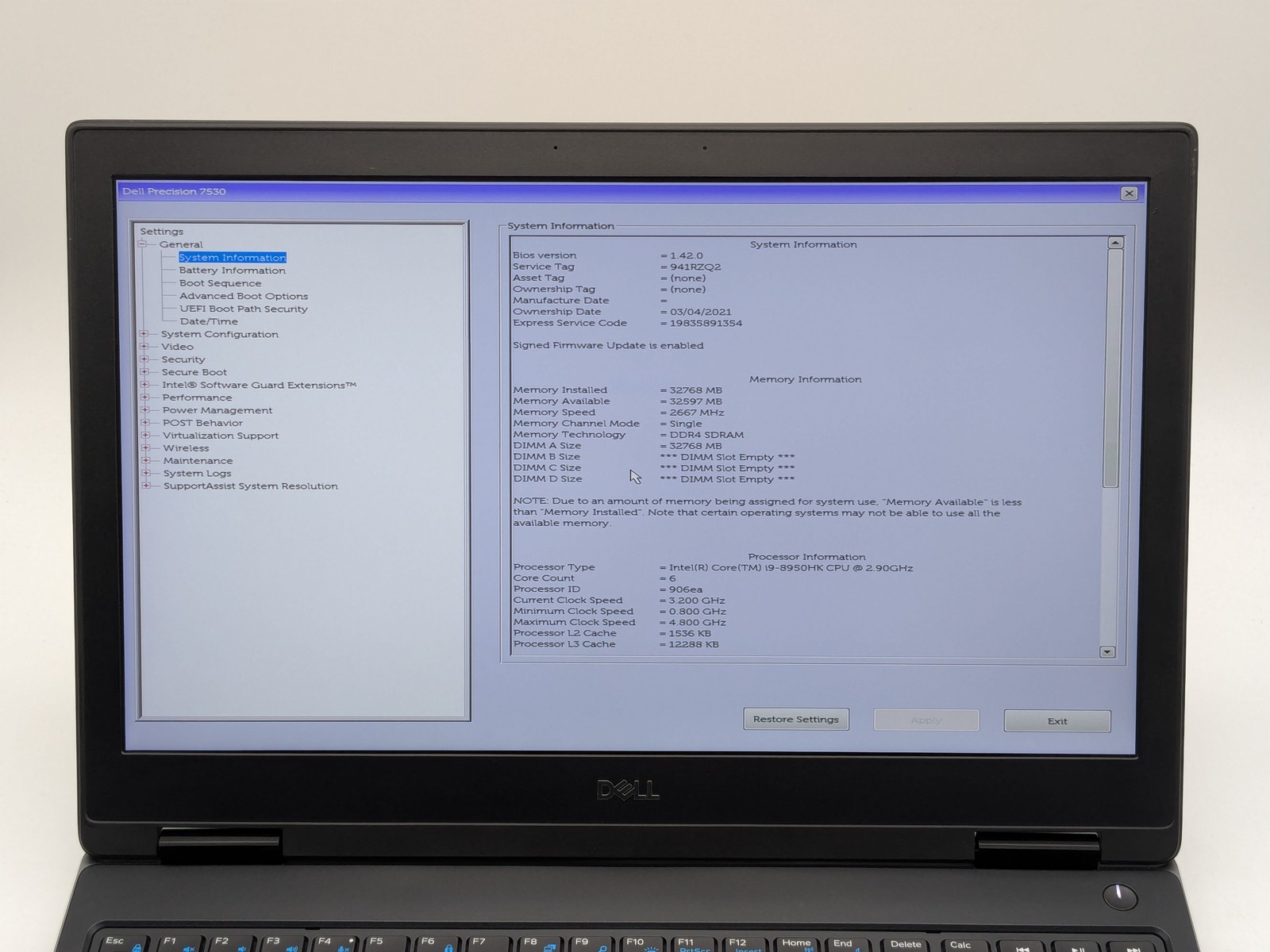 Dell Precision 7530 15″ FHD I9-8950HK 512GB SSD 32GB W11 Quadro P1000 Backlit