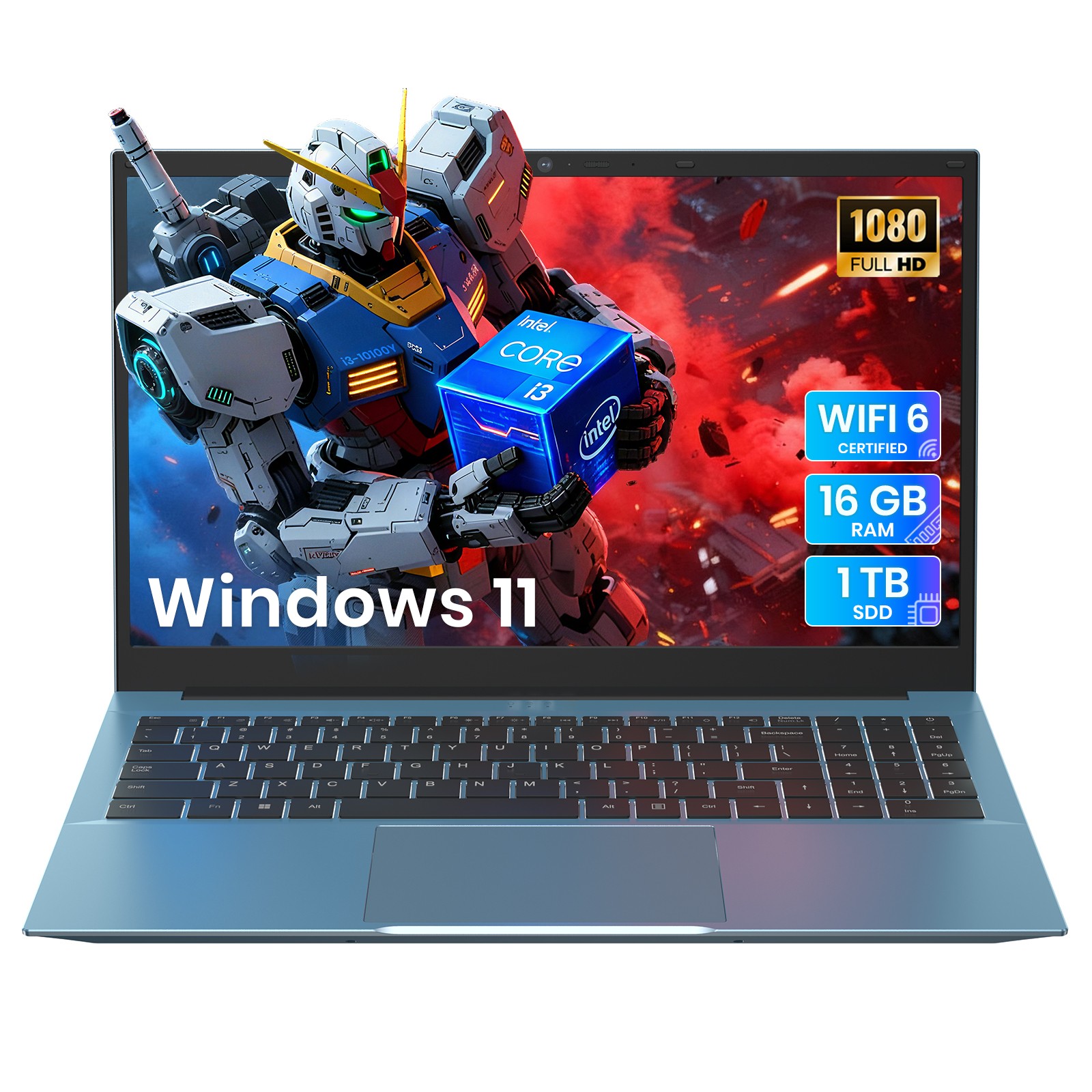 SGIN 15.6″ FHD Laptop, Intel i3-10100Y, 16GB RAM, 1TB SSD, 3.90 Ghz，Win 11, WiFi