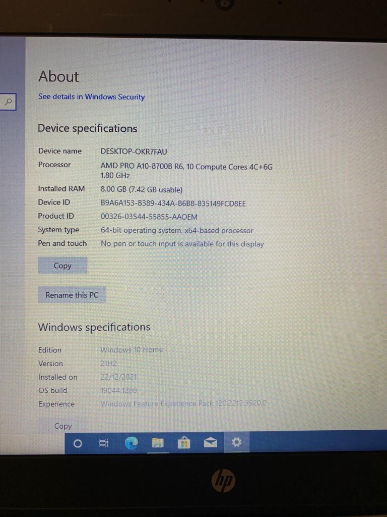 HP EliteBook 745 G3 AMD Pro A8 8700b R6 1.6GHz Quad Core 8GB 256GB SSD Win10 Pro