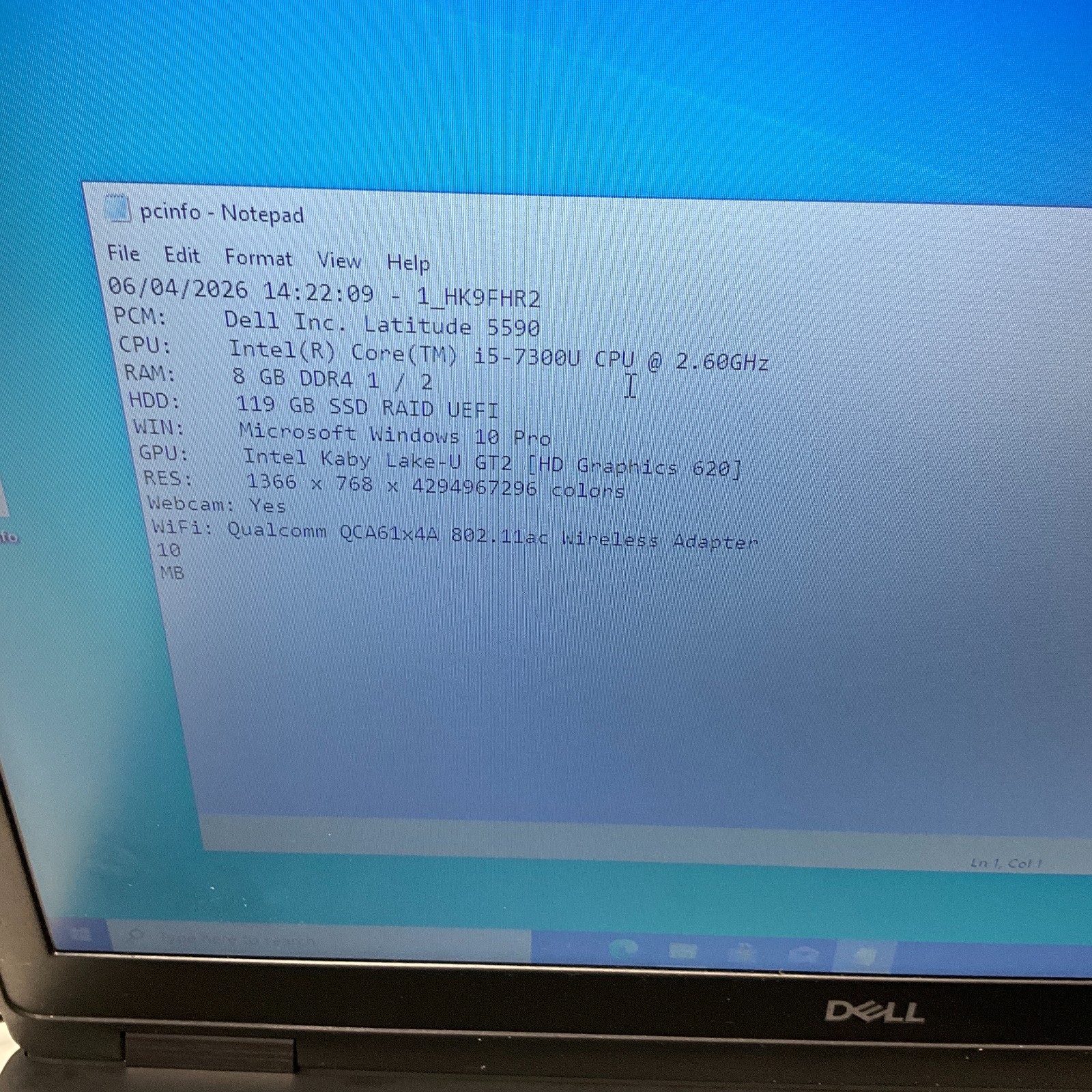 Dell Latitude 5590 i5-7300U 2.60GHz 8GB 128GB SSD WIN10 Pro Laptop READ #2