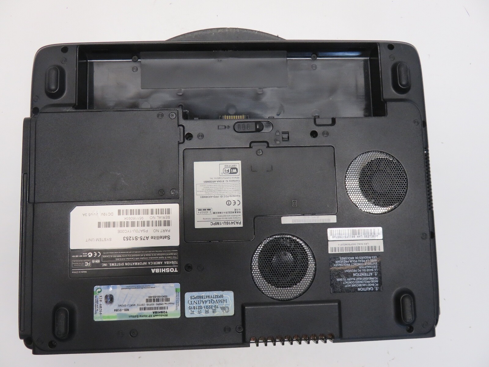 Toshiba Satellite A75-S1253 Pentium 4 3.2GHz 192 MB NO HDD No Batt