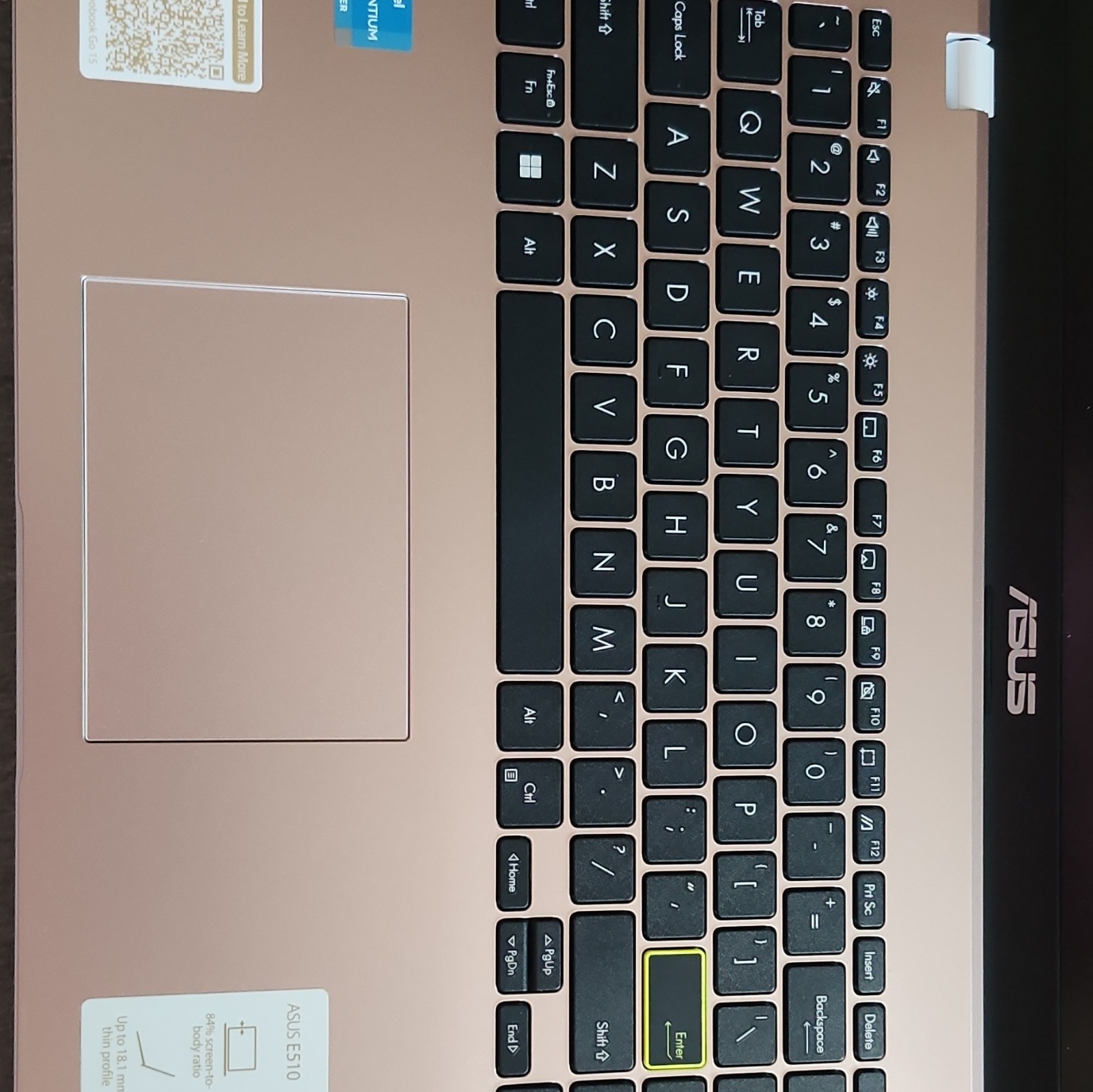 ASUS E510 15.6″ Rose Gold Laptop Intel Pentium Silver Win 11 Home Charger