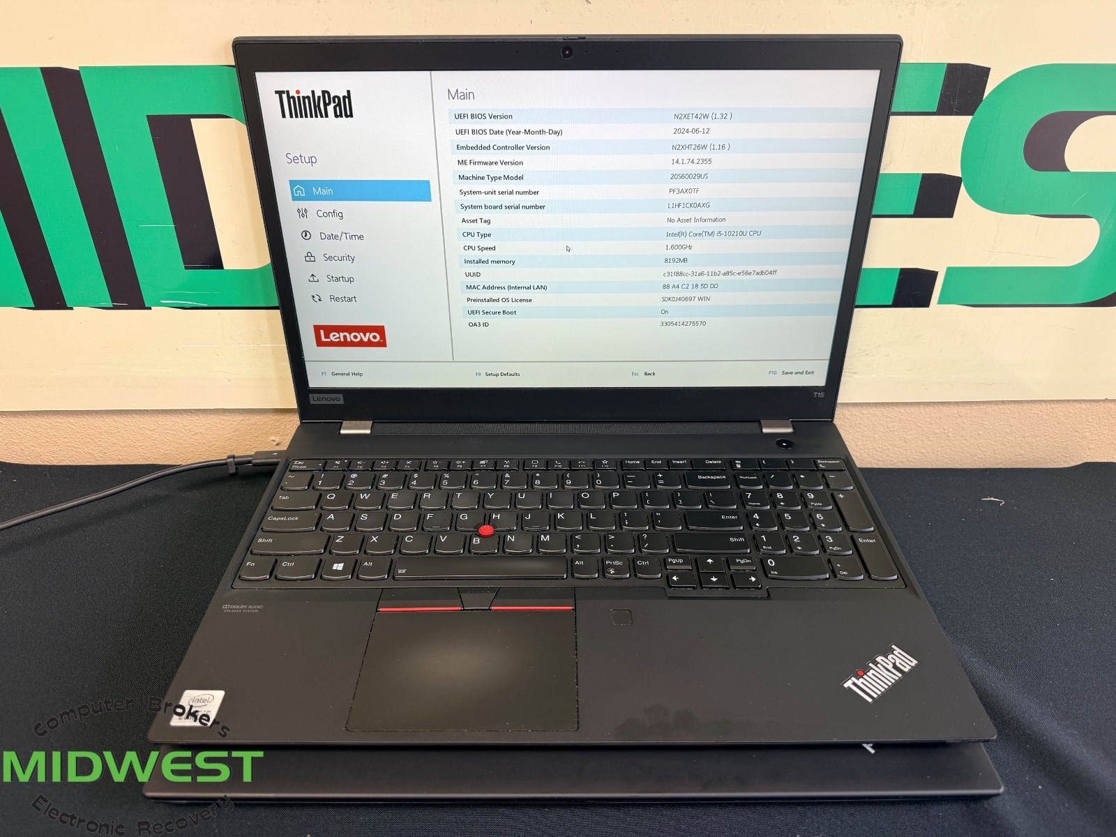 (Lot of 2) Lenovo ThinkPad T15 Gen 1 i5-10210U 1.6GHz 8GB RAM No OS/HDD/SSD