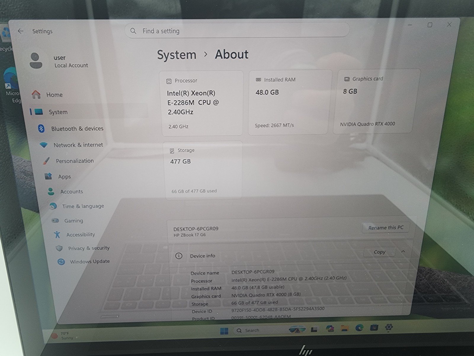 HP ZBook 17 G6 17” UHD touchscreen E-2286M 48GB RAM 512GB NVMe RTX4000 Win11P WS