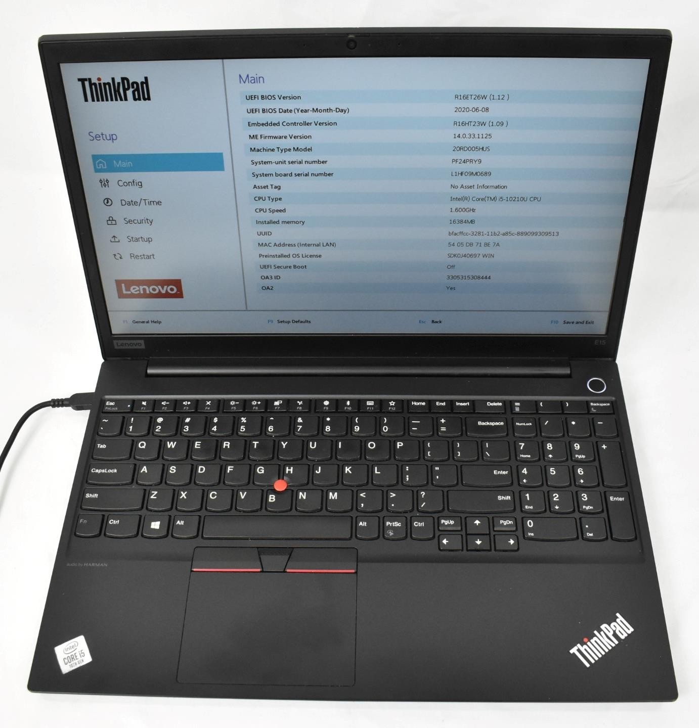 Lenovo Thinkpad E15 i5-10210U 1.6GHz 16GB 256GB SSD 15.6″ No OS *See Details*