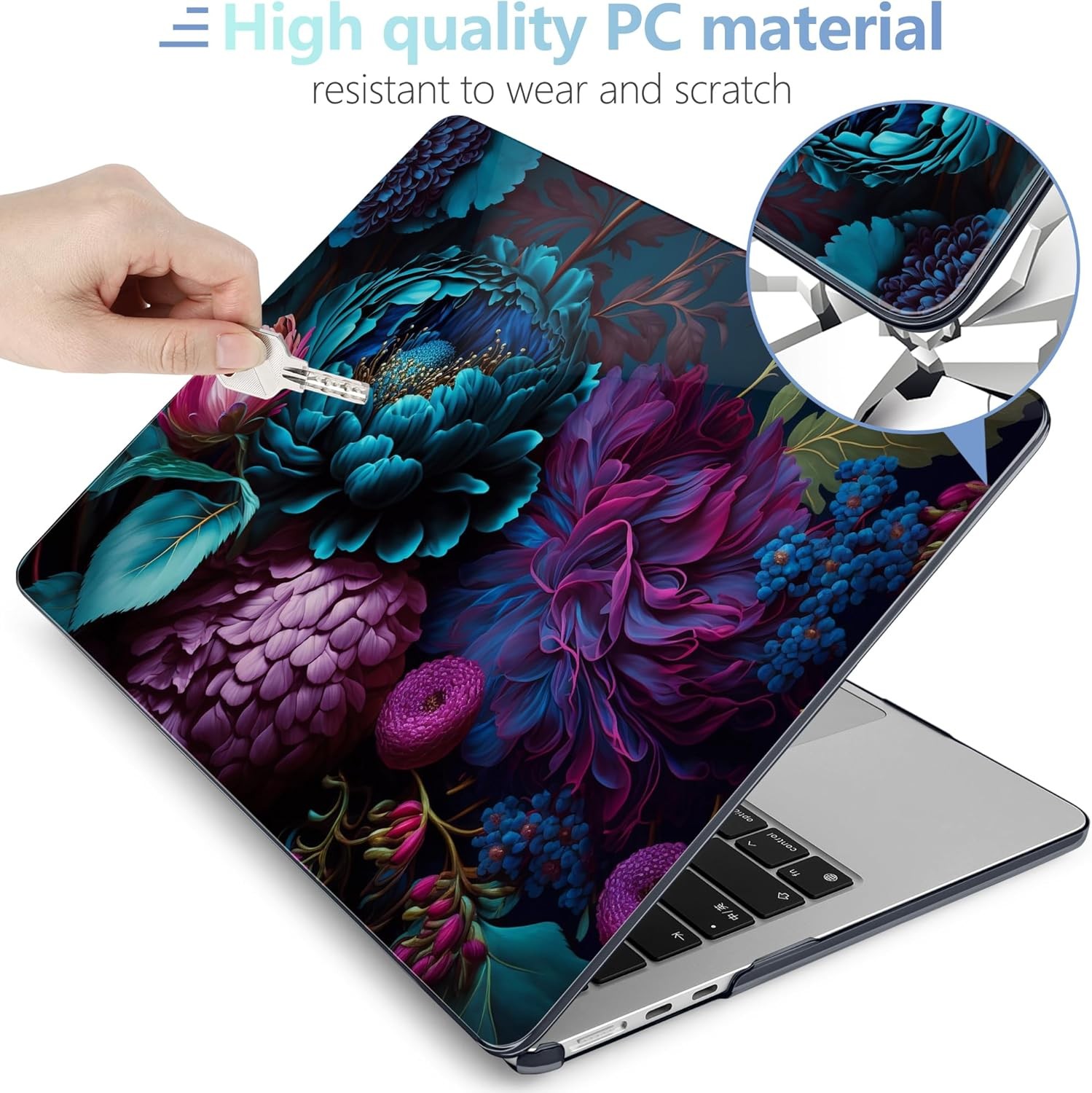Case for MacBook Air 15 inch 2026 2025 2024 2023, Beautiful Fantasy Flower Shell
