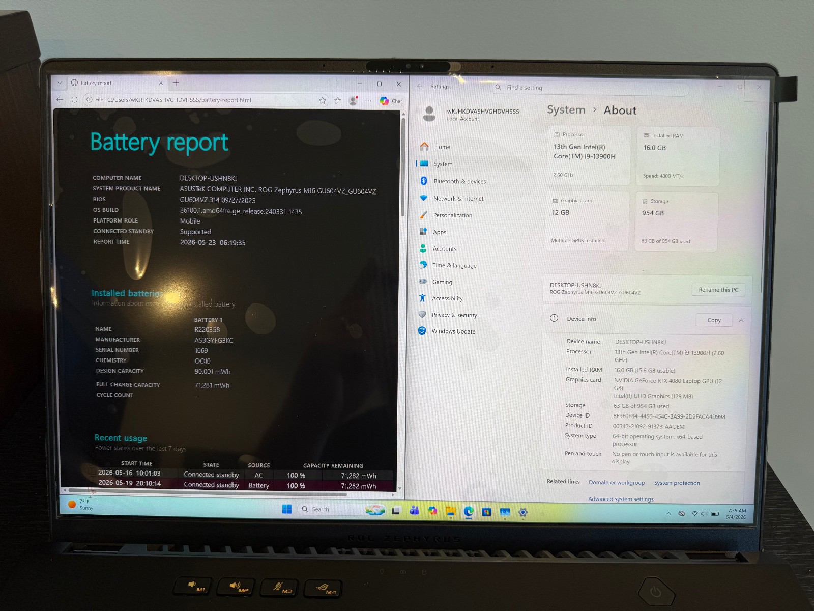 Asus ROG Zephyrus M16 GU604 240Hz QHD+ i9-13900H 16GB 1TB RTX 4080 #1