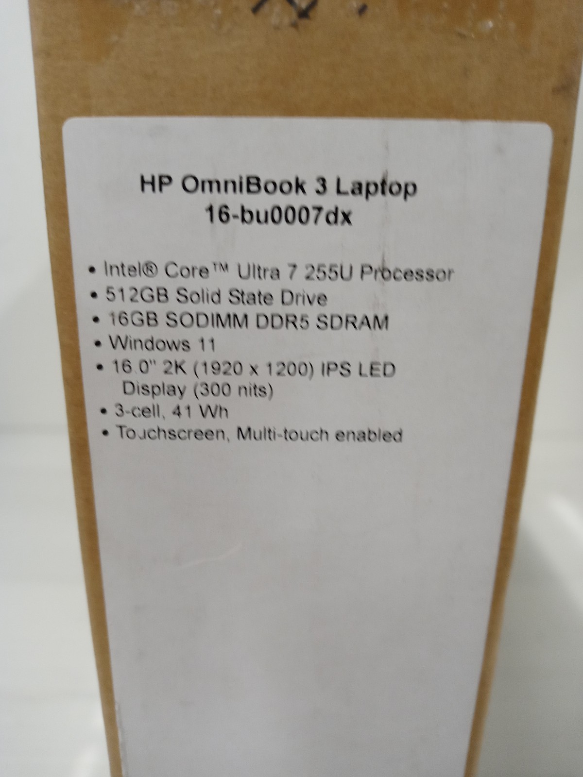 HP OmniBook 3 16-BU0007DX 16″ 2K Touch Laptop Intel Ultra 7 16GB RAM 512GB SSD