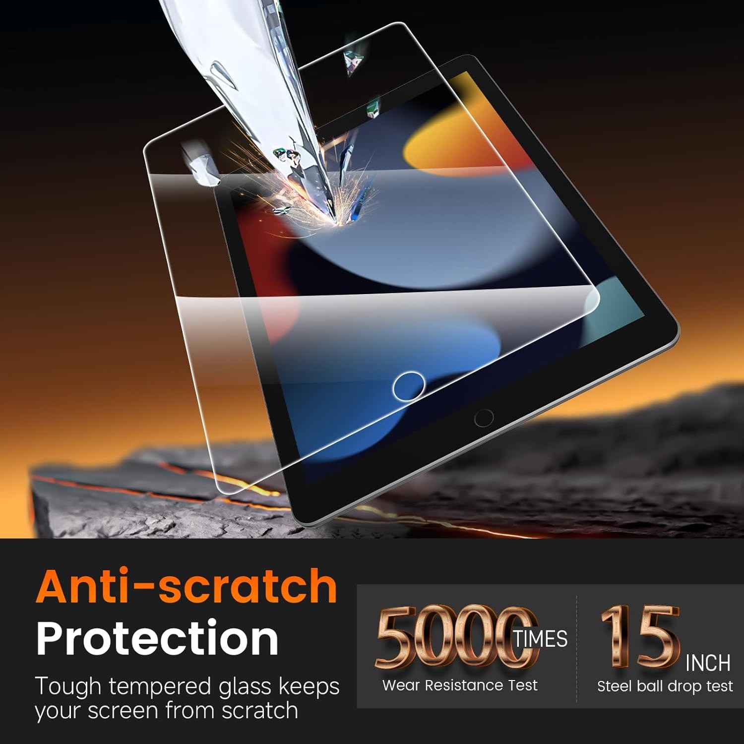 9H+ Tempered Glass Screen Protector for iPad 10.2-inch(9th/8th/7th Gen.) 2 Pack