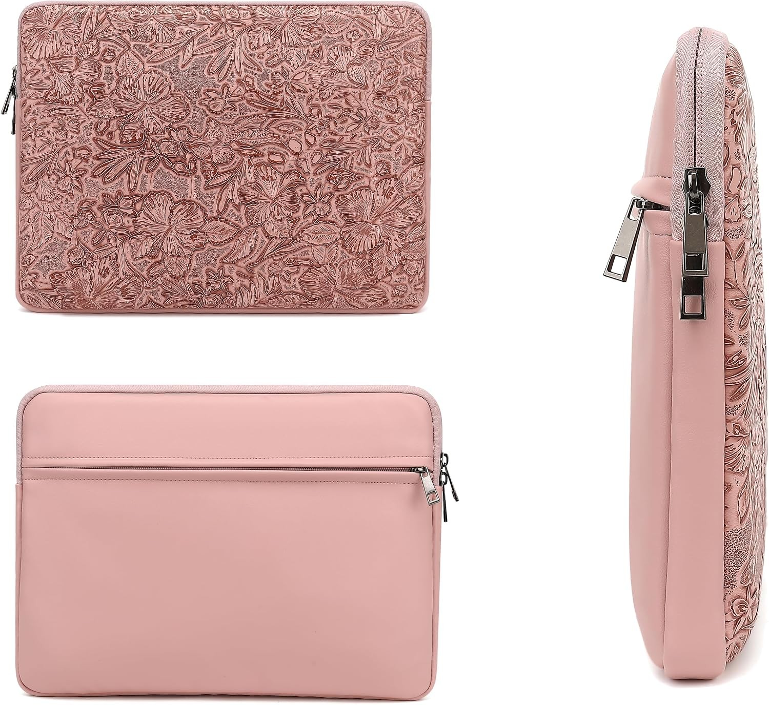 Embossing Floral Pattern PU Leather Laptop Sleeve Case for MacBook Pro 16 inch