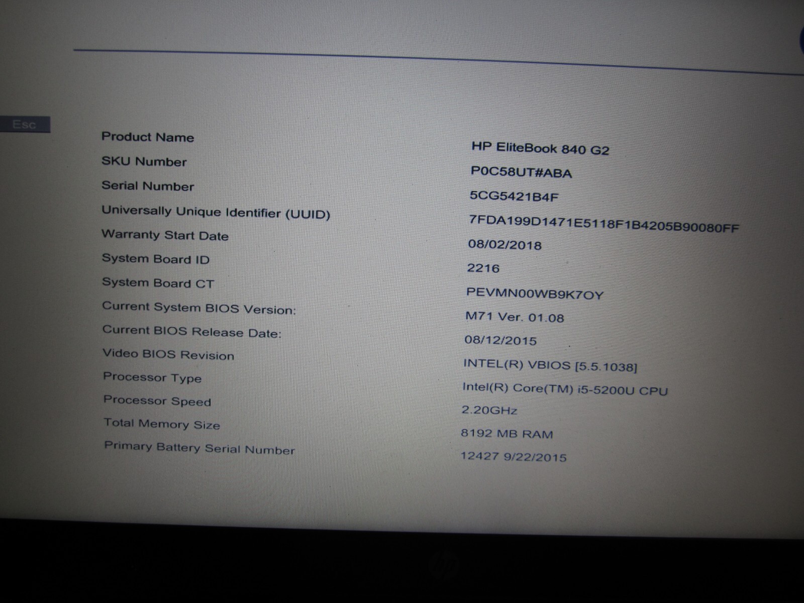 HP EliteBook 840 G2 Laptop Core i5 2.2 GHz 8GB RAM 256GB SSD Win 10 Pro