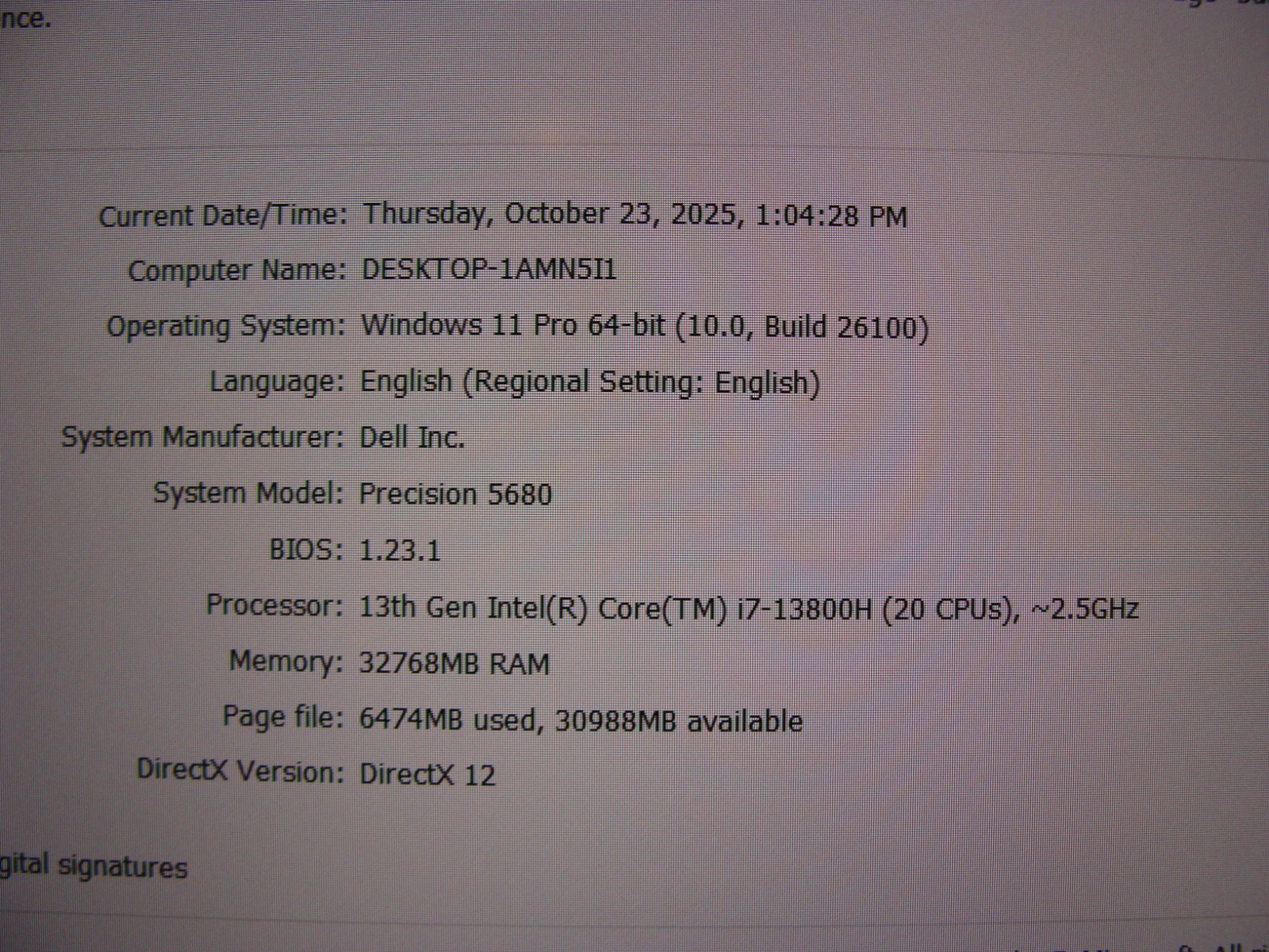 Dell Precision 5680 16″FHD+ i7-13800H max 5.2GHz 32GB 1TB RTX A1000 WRTY 02/2027