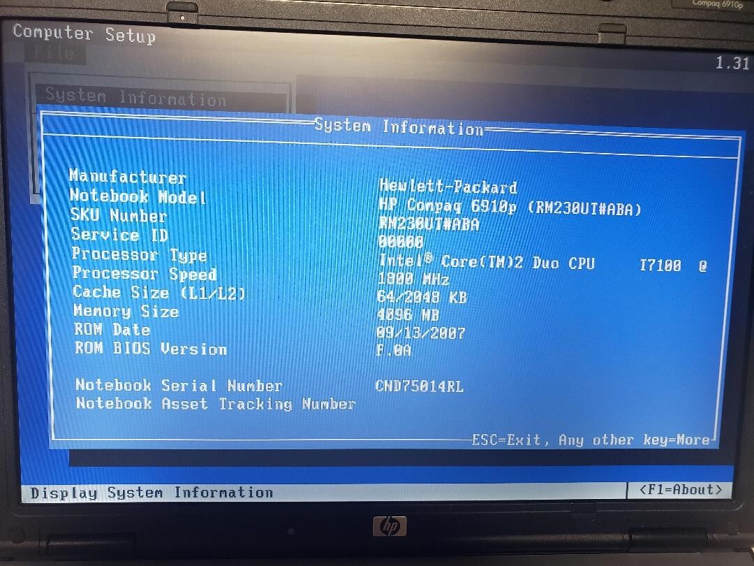 Lot of ( 2 ) HP Compaq 6910p Laptop Core 2 Duo T7100 – 2GB RAM No HDD