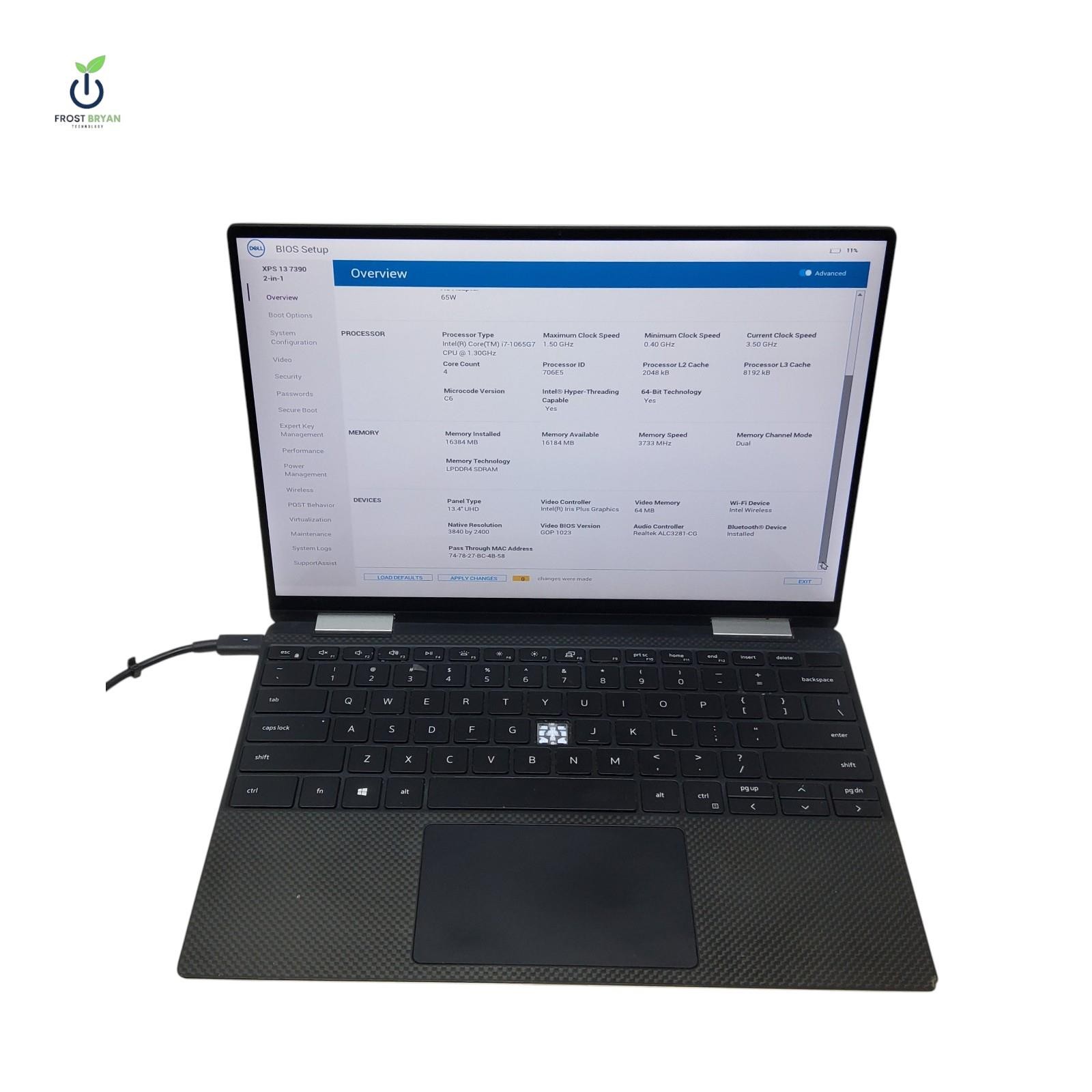 DELL XPS 13 7390 2N1 i7-1065G7@1.30GHz 16GB 512GB No OS Grade D [DEFECTIVE]