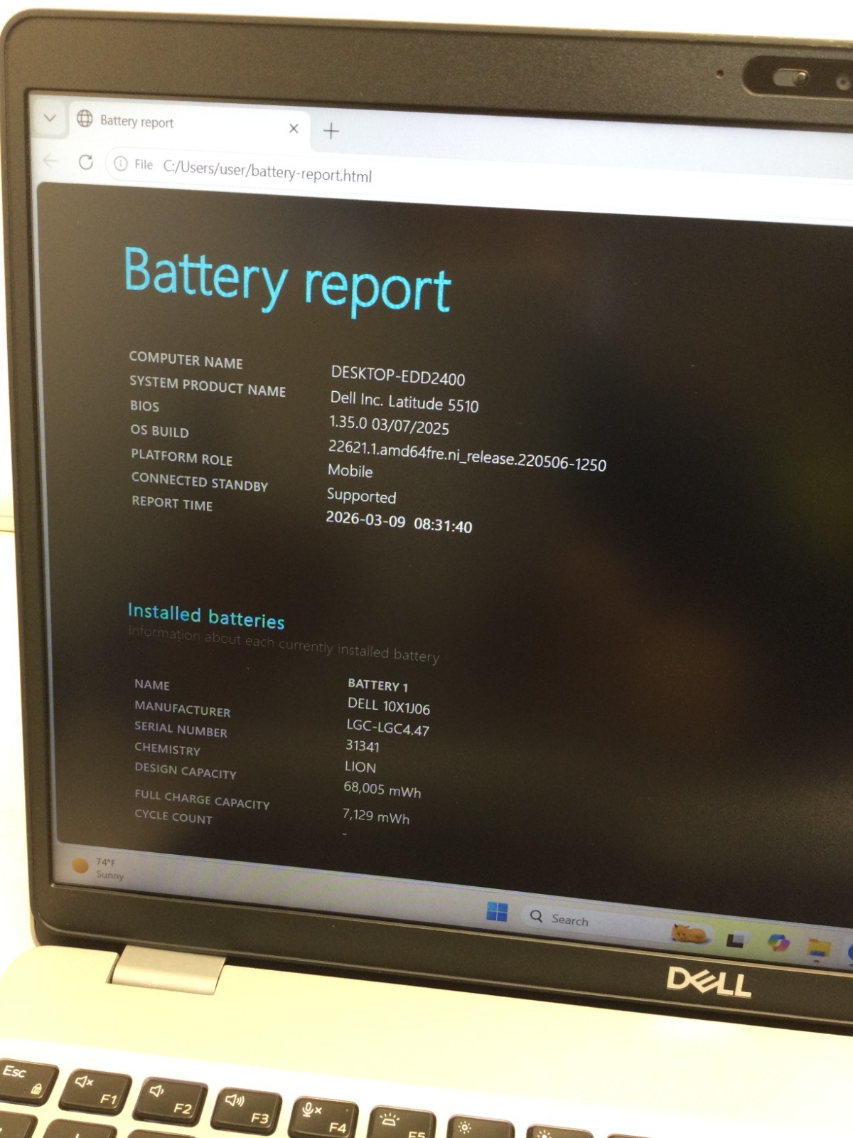 DELL latitude 5510 core i5 10th gen 1.60ghz 1`5.6” 8GB RAM 128GB SSD WIN 11 PRO