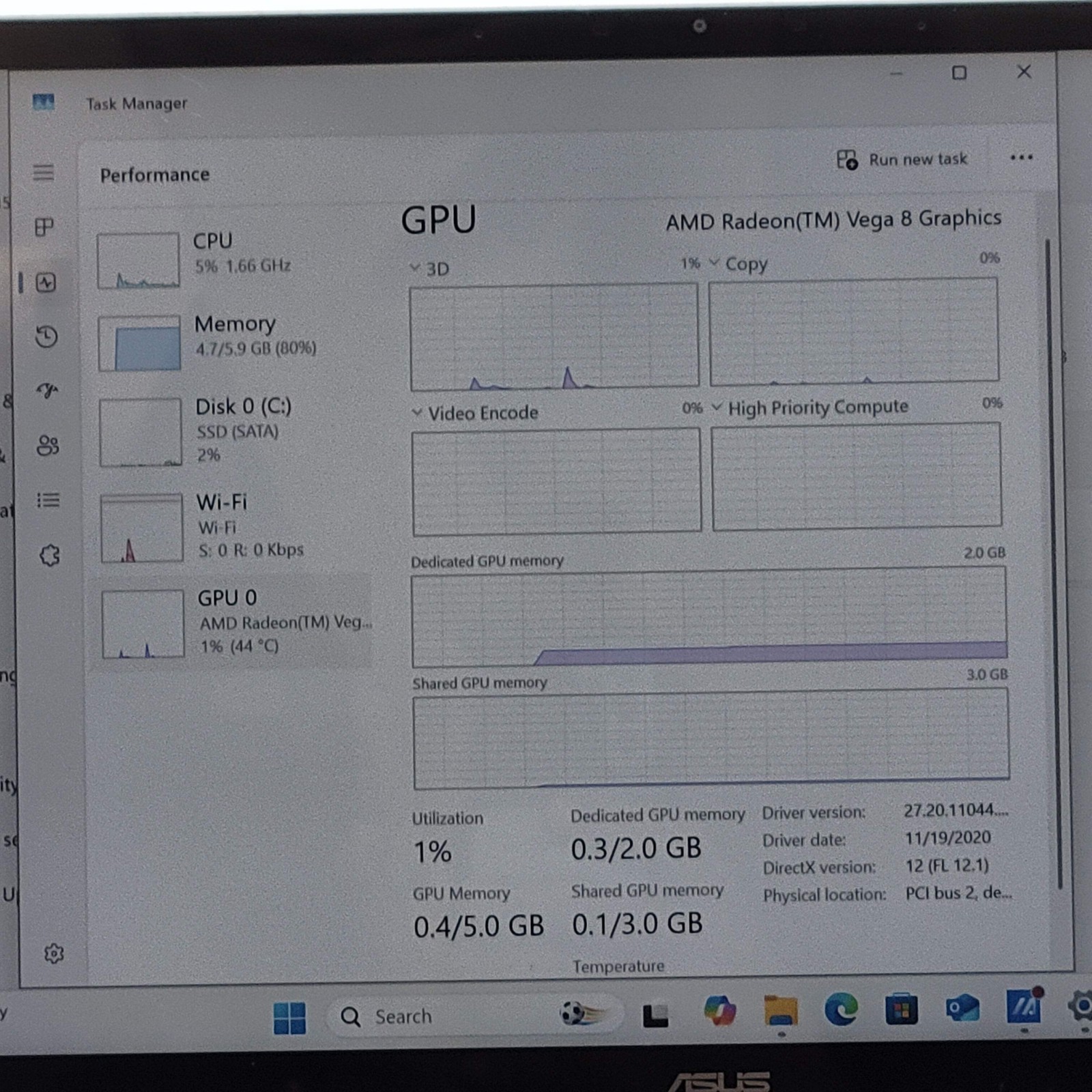 Broken Asus ZenBook Q406DA 14″ Ryzen 5 3500U 2.1GHz 8GB RAM 256GB SSD Read