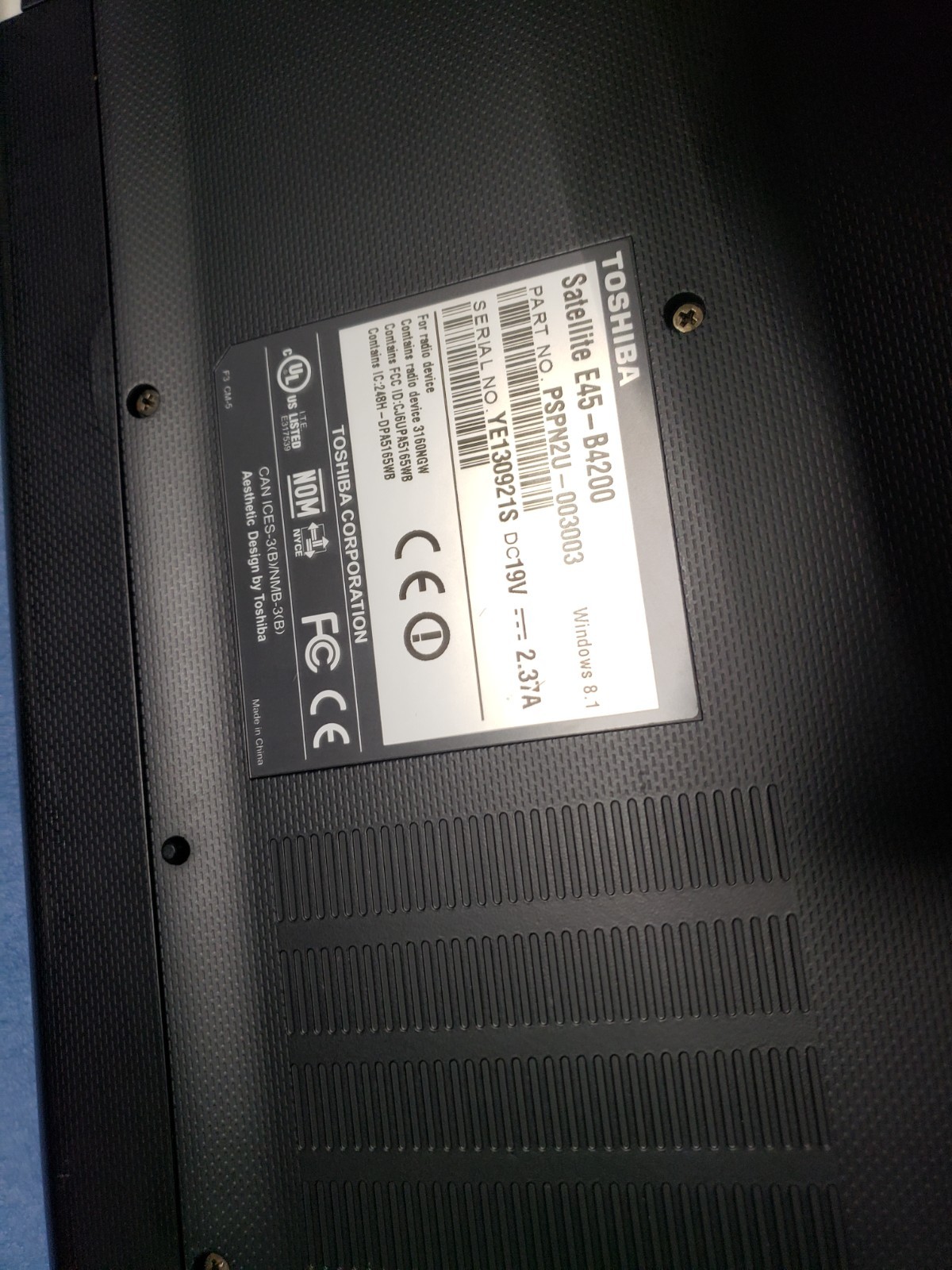 Toshiba e45-b4200 i5-4210u 1.70ghz 6gb ram 699gb hdd for parts