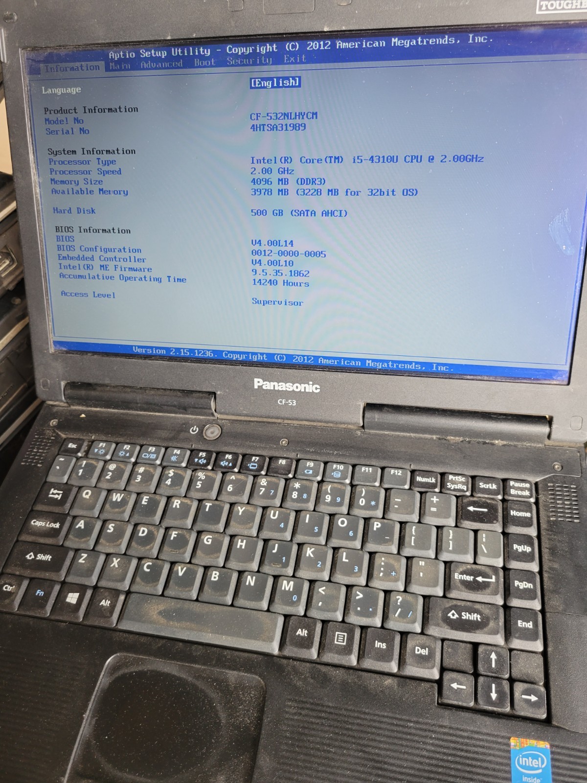 Lot of 3 Panasonic Toughbook CF-53 i5-4310U Laptops 4-8Gb Ram 160-750gb Hdd