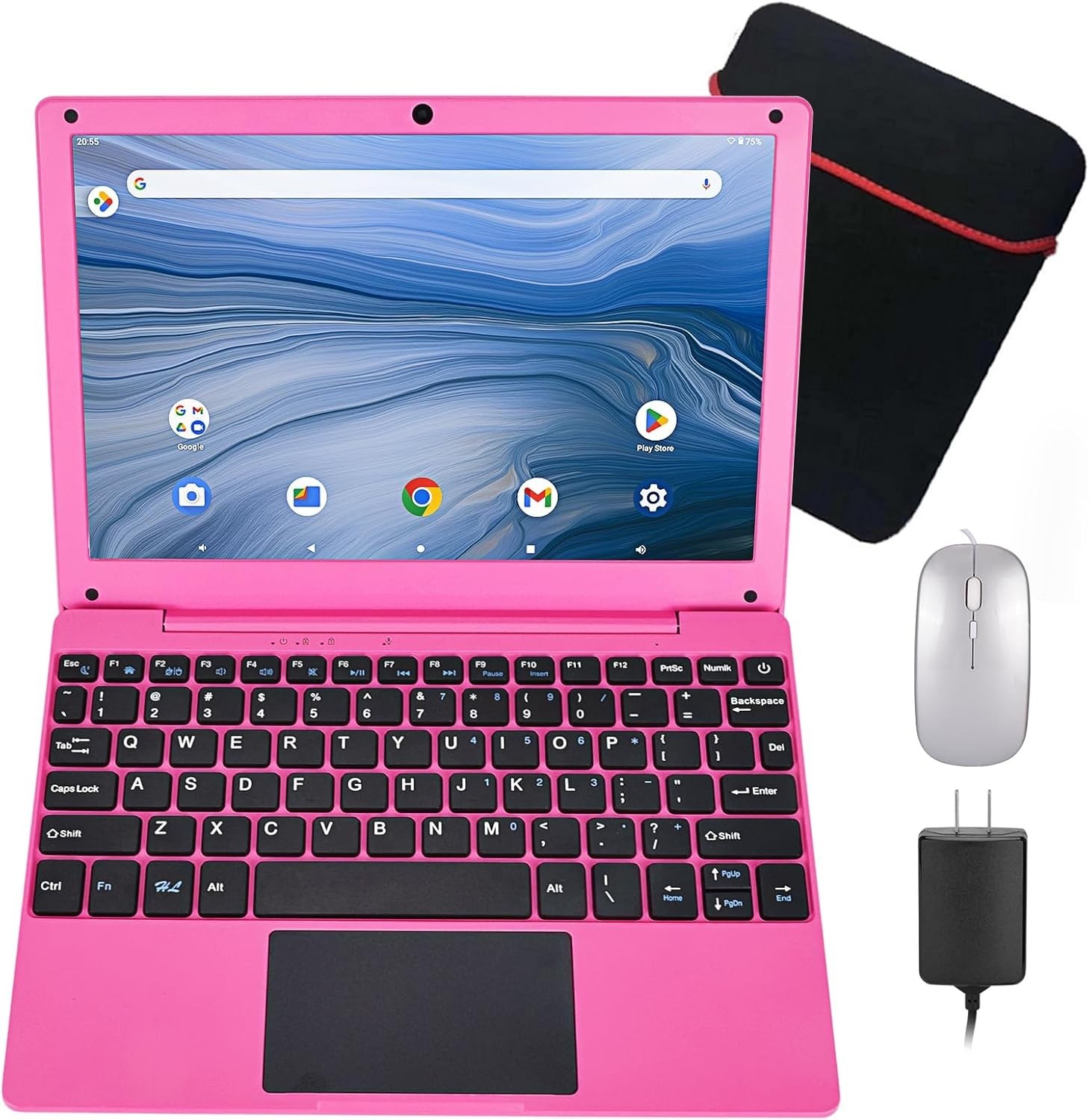 Compact 10.1″ Mini Laptop Android 12.0 System Quad-Core Pink