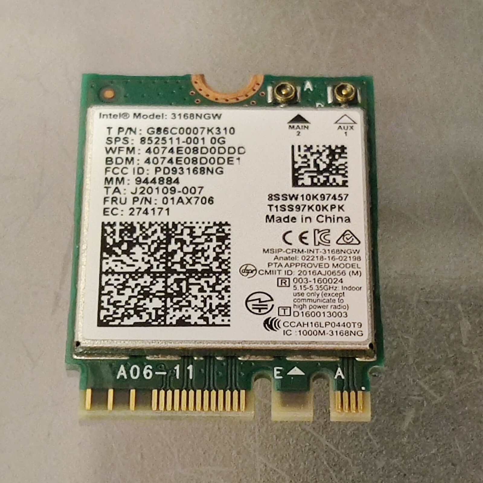 ACER A315-51 31 53 51 54 A515 WIFI CARD COMBO WIFI+BT DUAL G86C0007K310 NGFF