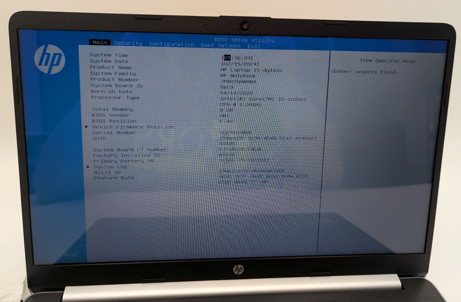 Incomplete HP 15-dy1751ms 15.6″ Touch Laptop i5-1035G1 8GB RAM – *TOUCHPAD ISSUE