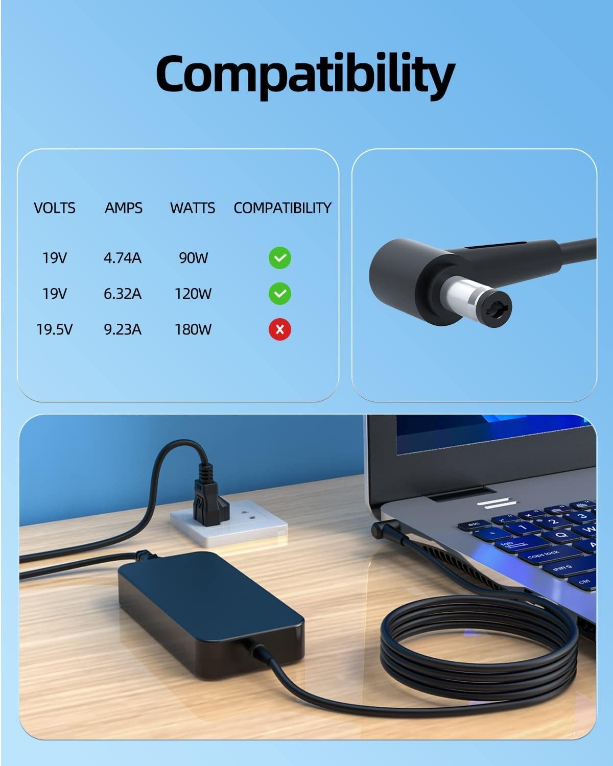 Asus 19V 6.32A 120W Laptop Charger ROG TUF Strix VivoBook Pro Round Connector