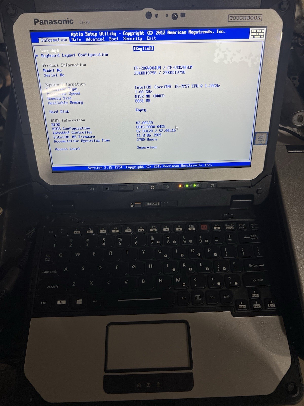 Panasonic Toughbook CF-20 i5-7Y57 1.2GHz 8GB 7G | Grade A