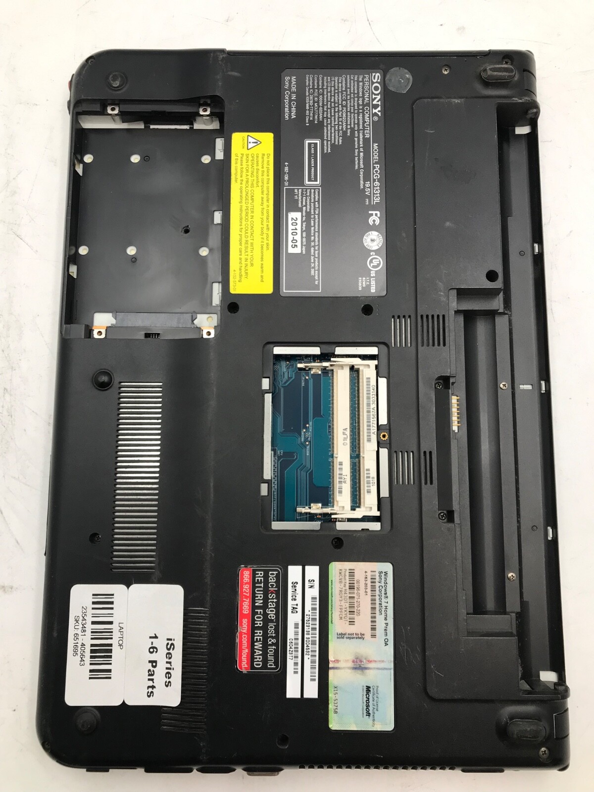 Sony VAIO PCG-61313L Intel Core i3 1st Gen- No boot/Display Damage -MZ