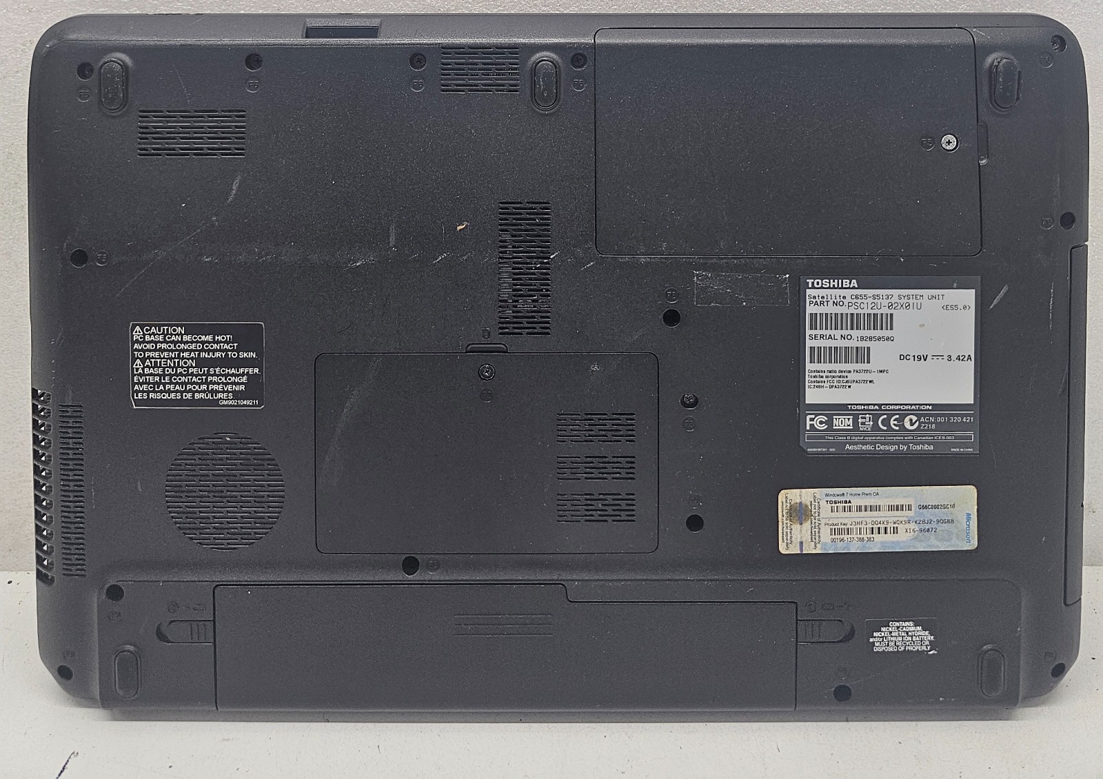 Toshiba Satellite C655-S5137 Laptop Intel Core i3-380M 4GB Ram NO HD/OS (FL)
