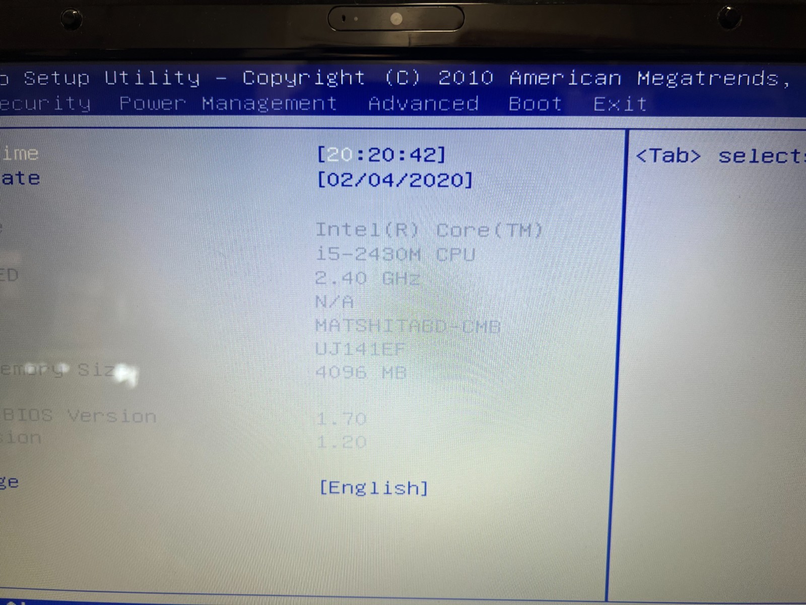 Toshiba Satellite L770 I5-2430m 2.40GHz 4 GB Ram No OS No HDD